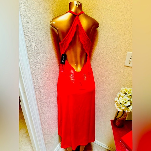 I.N.C. Lace long nightgown “L” Red Love MEW ! - Picture 4 of 13